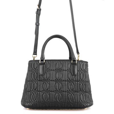 Absola Siyah Kadın Monogram Kapitone Deri Omuz Çantası