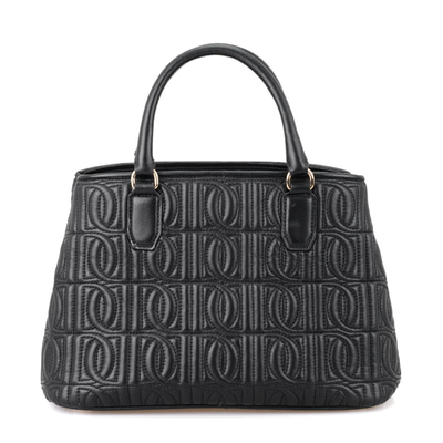 Absola Siyah Kadın Monogram Kapitone Deri Omuz Çantası