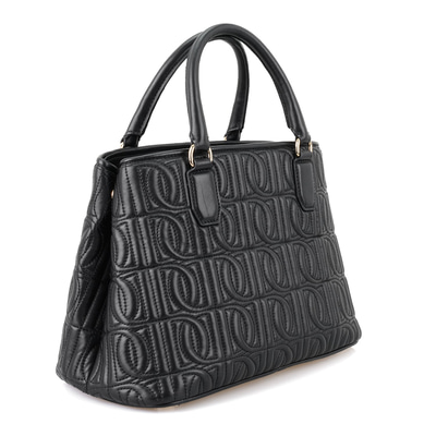 Absola Siyah Kadın Monogram Kapitone Deri Omuz Çantası