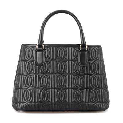 Absola Siyah Kadın Monogram Kapitone Deri Omuz Çantası