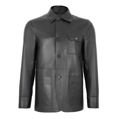 Achak Siyah Erkek Blazer Deri Ceket