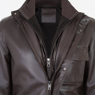 Adahy Kahve Erkek Deri Mont