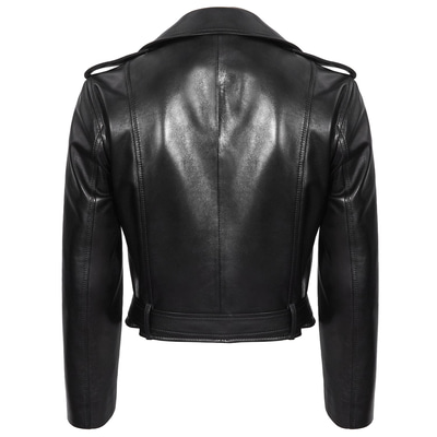 Adalbeorht Kadın Deri Kısa Biker Mont