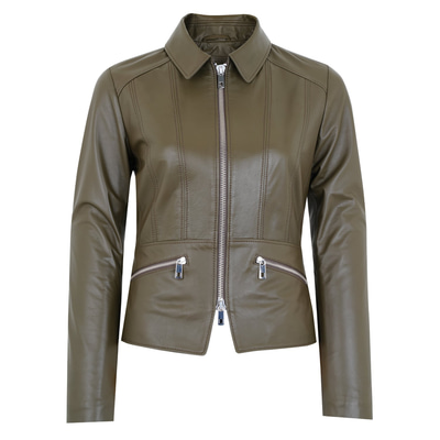 Adelie Haki Kadın Deri Mont