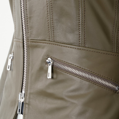 Adelie Haki Kadın Deri Mont