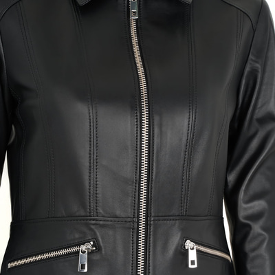 Adelie Siyah Kadın Deri Mont