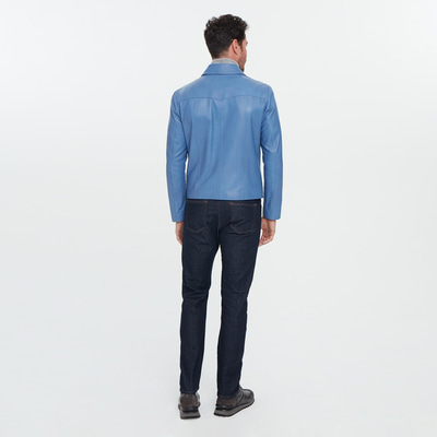 Adohi Mavi Erkek Deri Mont