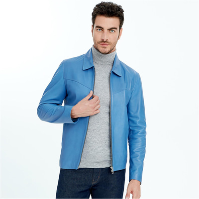 Adohi Mavi Erkek Deri Mont