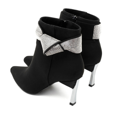 Adrian Siyah Kadın Taşlı Topuklu Bot