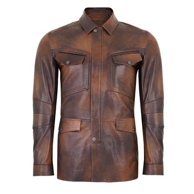 Adymn Kahve Erkek Vintage Deri Mont