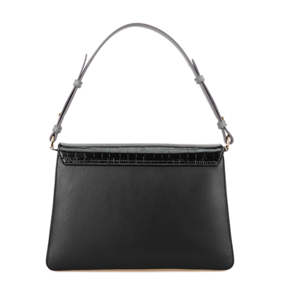 Afrooz Siyah Kadın Kroko Baskılı Deri Omuz Çantası