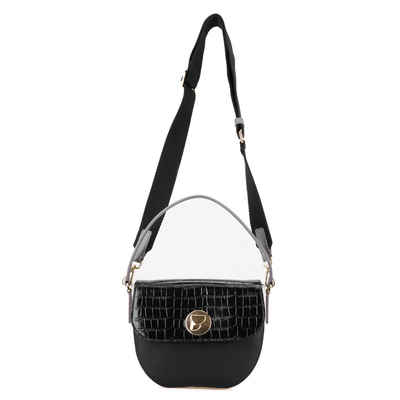 Afsooz Siyah Kadın Kroko Baskılı Deri Omuz Çantası