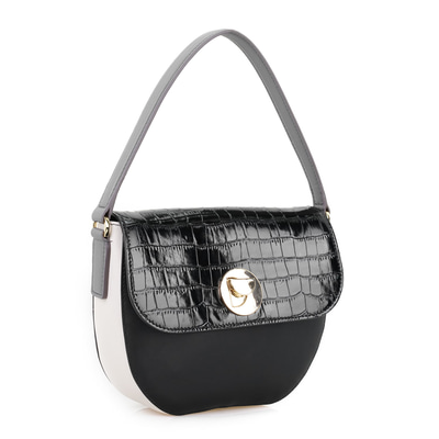 Afsooz Siyah Kadın Kroko Baskılı Deri Omuz Çantası