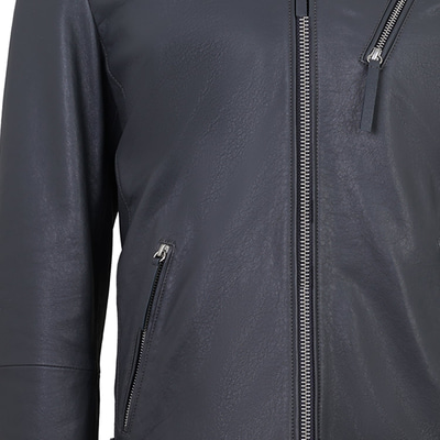 Aimone Gri Erkek Kapüşonlu Deri Ceket