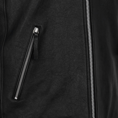 Aimone Siyah Erkek Kapüşonlu Deri Ceket