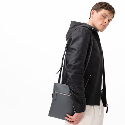 Aimone Siyah Erkek Kapüşonlu Deri Ceket