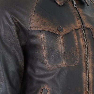 Akon Kahve Erkek Vintage Deri Mont