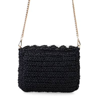 Alaina Siyah Kadın Hasır Omuz Çantası