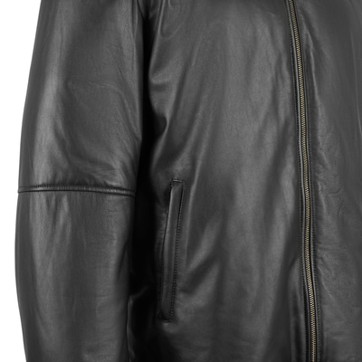 Alanzo Siyah Erkek Çift Taraflı Deri Bomber Ceket