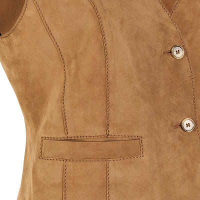 Alaqua Kahve Kadın Süet Deri Yelek