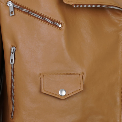 Albinia Kahve Kadın Deri Biker Ceket