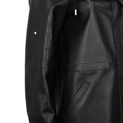 Aldabella Siyah Kadın Perforeli Deri Pardösü