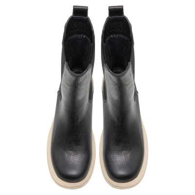 Alee Siyah Kadın Yandan Lastikli Deri Chelsea Bot