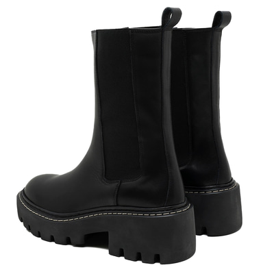 Aleta Siyah Kadın Yandan Lastikli Deri Chelsea Bot