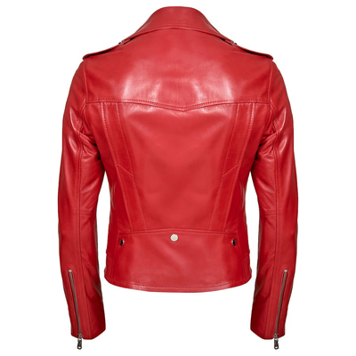 Aletta Kırmızı Kadın Biker Deri Ceket