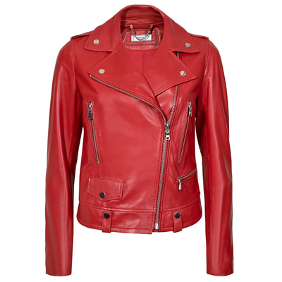 Aletta Kırmızı Kadın Biker Deri Ceket