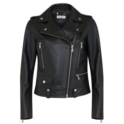 Aletta Siyah Kadın Biker Deri Ceket