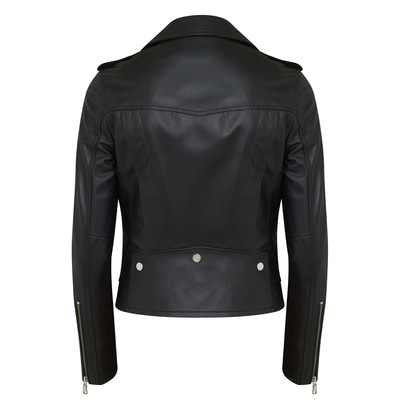 Aletta Siyah Kadın Biker Deri Ceket