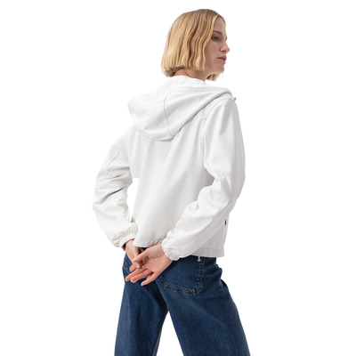 Alette Beyaz Kadın Çift Taraflı Bomber Deri Ceket