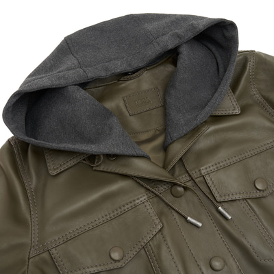 Alicia Haki Kadın Deri Kapüşonlu Ceket