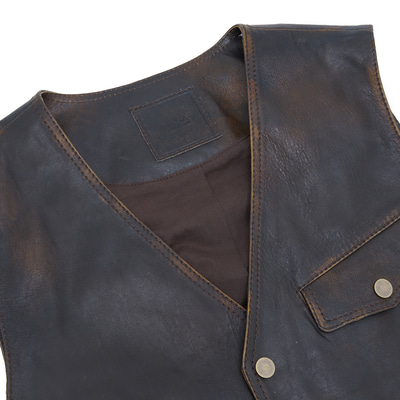 Allan Kahve Erkek Vintage Deri Yelek