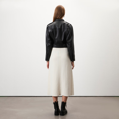 Allayna Siyah Kadın Deri Biker Ceket