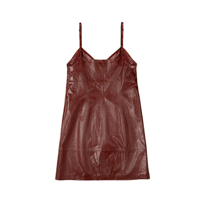 Amayeta Bordo Kadın Deri Elbise