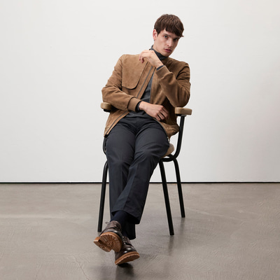 Ambrosi Kahve Erkek Bomber Süet Deri Ceket