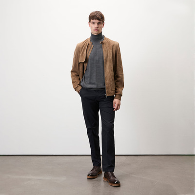 Ambrosi Kahve Erkek Bomber Süet Deri Ceket