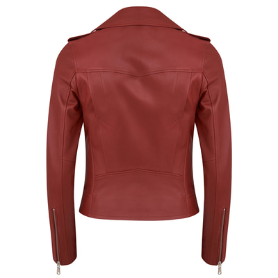 Amelia Kırmızı Kadın Biker Deri Ceket