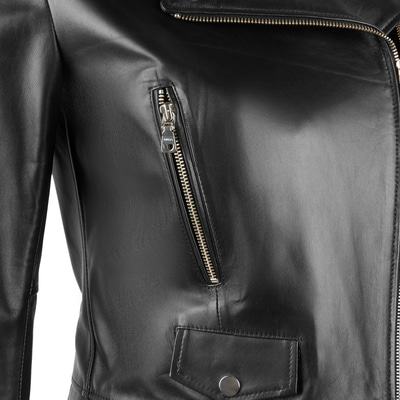 Amelia Siyah Kadın Biker Deri Ceket