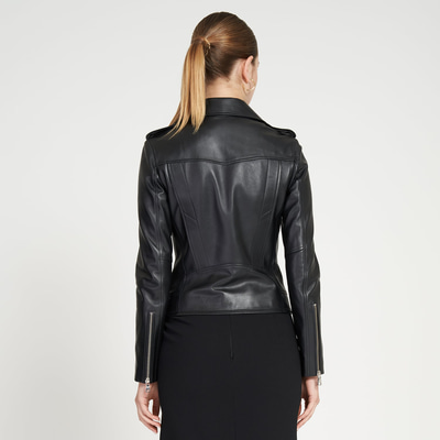 Amelia Siyah Kadın Biker Deri Ceket