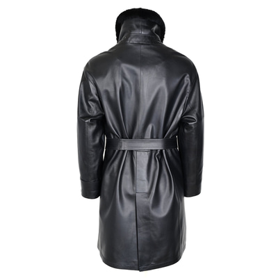 Amiah Siyah Kadın Oversize Deri Pardösü