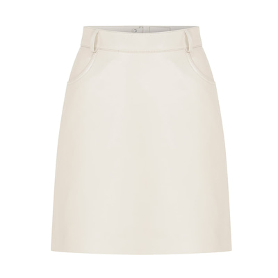 Amitola Krem Kadın Mini Deri Etek
