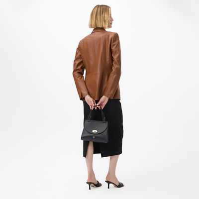 Angelea Kahve Kadın Blazer Deri Ceket