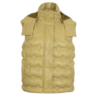 Anitra Kadın Kapüşonlu Puffer Deri Yelek