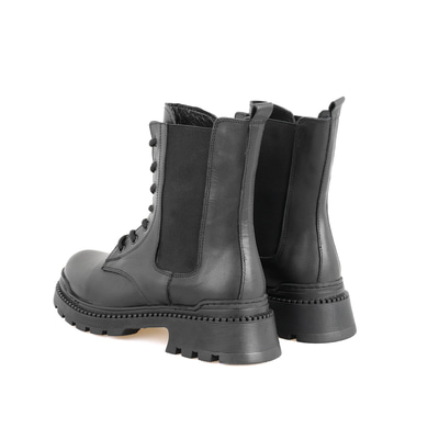 Anjer Siyah Kadın Lastikli Deri Chelsea Bot