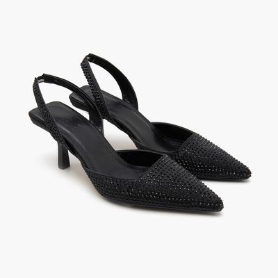 Annette Siyah Kadın Taşlı Abiye Ayakkabı