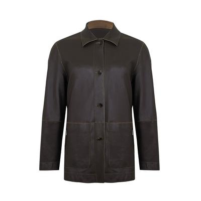 Anoki Haki Erkek Çift Taraflı Süet Deri Mont