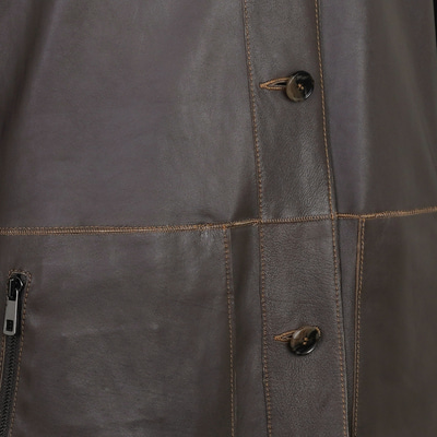 Anoki Haki Erkek Çift Taraflı Süet Deri Mont